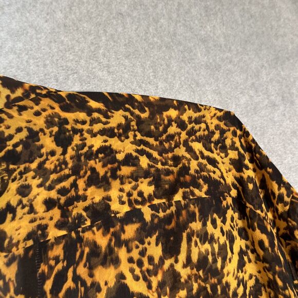 Givenchy Tunic Top 41 Leopard Animal Print Silk Blouse Full Zip Sheer Oversized - Picture 12 of 13